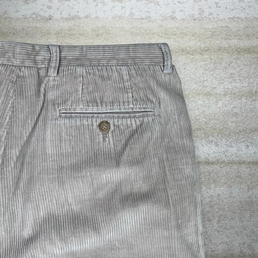 Vintage Y2K Nautica Corduroy Pants 36x30 Light Tan Cotton Pleated Front